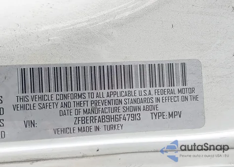 2017 Ram Promaster City Tradesman from USA, damaged, VIN ZFBERFAB9H6F47913